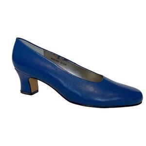 Vintage Ros Hommerson Leather Blue slip on almond toe high heel pumps size 9.5